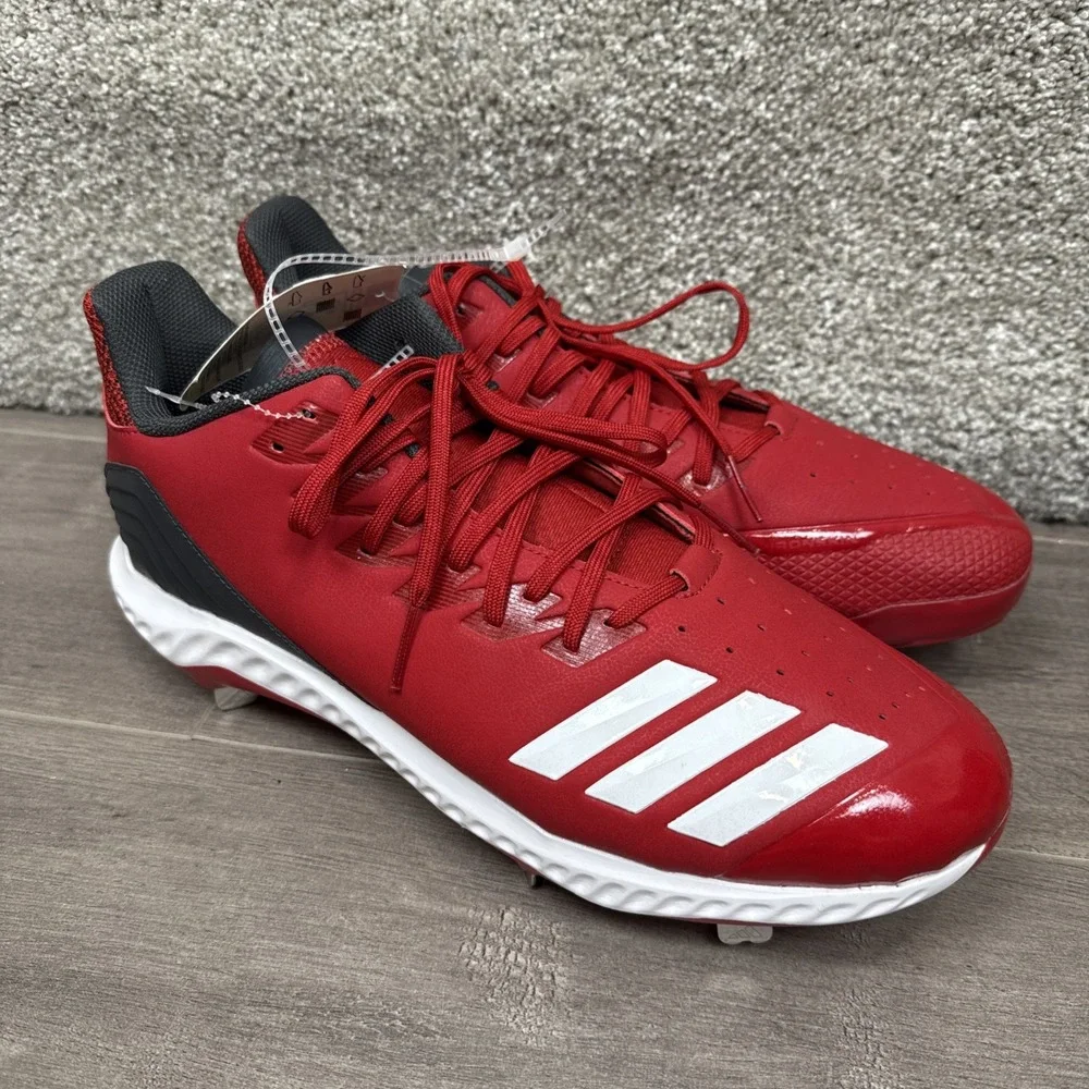 Adidas Icon‎ Bounce Men's Size 13 Baseball Cleats Metal Red White NEW